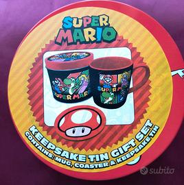Super Mario Keepsake Tin Gift Set con tazza Nuova