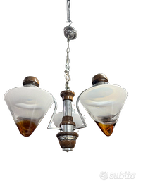 LAMPADARIO VINTAGE ANNI '70 VETRO DI MURANO A 3 LU