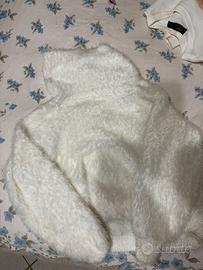Maglione in cashmere e pelliccia con colletto alto