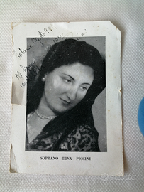 Cartolina 1954 firmata dal Soprano Dina Piccini