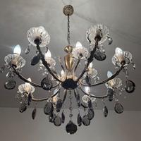 Lampadario cristallo a gocce colore nero anni '50