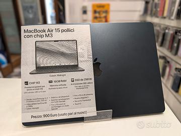 MacBook air 15 M3 16/256GB usato garanzia 
