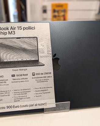 MacBook air 15 M3 16/256GB usato garanzia 