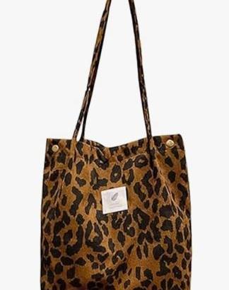 Borsa Tracolla Velluto Coste Stoffa leopardata