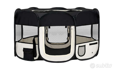 Box per Cani Pieghevole con Borsa Trasporto Nero 1