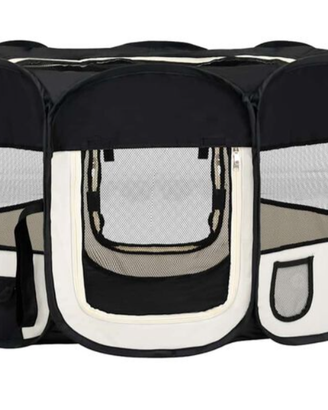 Box per Cani Pieghevole con Borsa Trasporto Nero 1