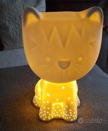 lampada gattino in ceramica h 22 cm.