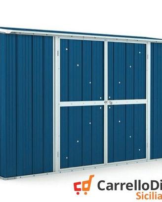Casetta in lamiera per esterno 307x100cm blu