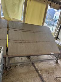 Espositore per frutta large in ferro con ruote