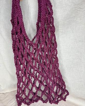 Borsa a rete viola borgogna uncinetto