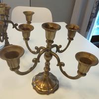 2 Candelabri in ottone 5 Fiamme