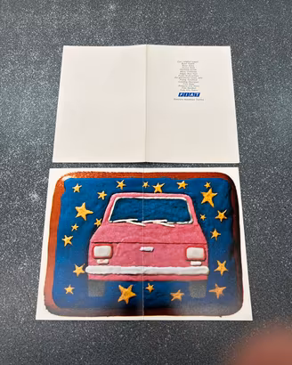 Coppia biglietti di auguri fiat 126 in bianco