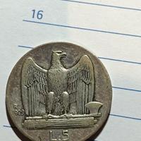 5 lire argento aquilino 1929