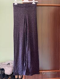 Pantaloni viola con brillantini in lurex mango