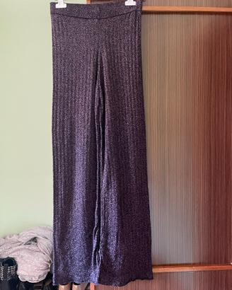 Pantaloni viola con brillantini in lurex mango