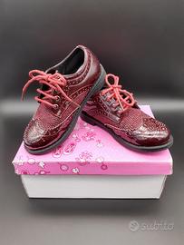 scarpe brogue in vernice bordeaux granata 26 bimba