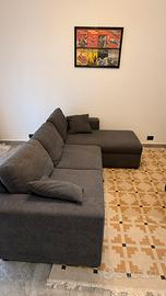 Divano letto Liberty con penisola contenitore