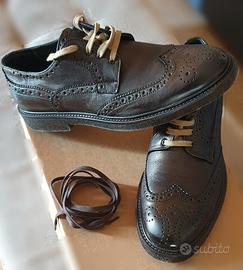 Stringate in pelle color  testa di moro num 42