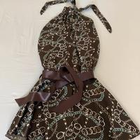Vestito ac scollo marrone tg s catene cintura