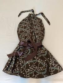 Vestito ac scollo marrone tg s catene cintura