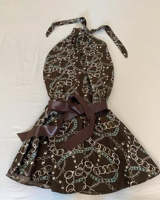 Vestito ac scollo marrone tg s catene cintura