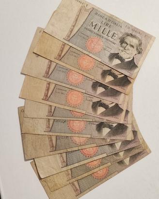 10 banconote 1000 lire Giuseppe Verdi 