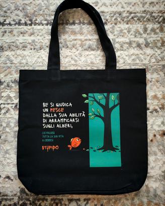 Shopper nera stampata. Scuola, Mestre, Professori