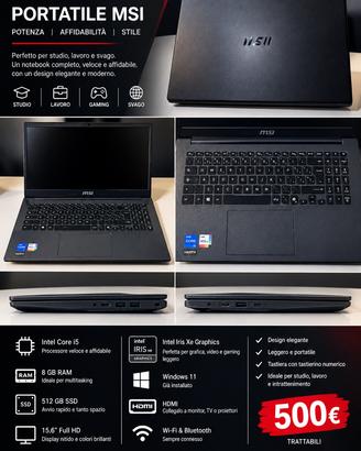 PC portatile MSI notebook