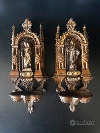 coppia acquasantiere in bronzo d'epoca 