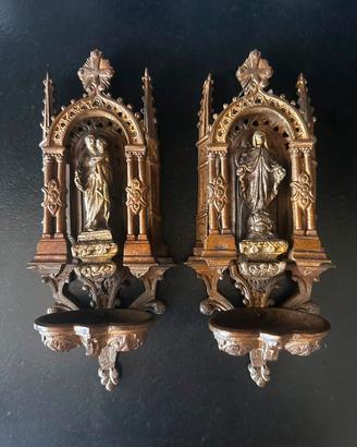 coppia acquasantiere in bronzo d'epoca 