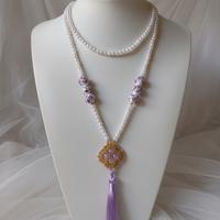 Collana Lunga Vintage Perle Anni20 Ceramica pietre