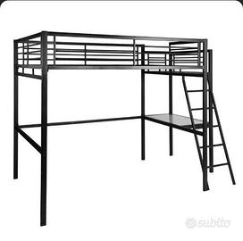 letto a soppalco 140x200 con scrivania e materasso