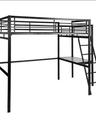 letto a soppalco 140x200 con scrivania e materasso