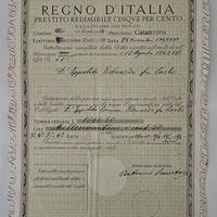 Atto bancario di prestito Regno d'Italia 1942