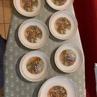 6 piattini + 1 piatto grande decorati