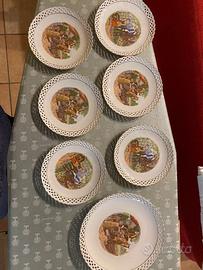 6 piattini + 1 piatto grande decorati