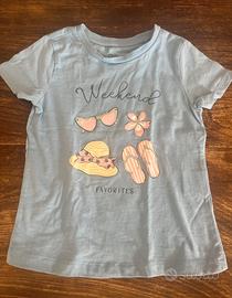 Ovs t-shirt bimba 4/5 anni azzurra con stampa