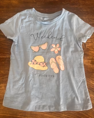 Ovs t-shirt bimba 4/5 anni azzurra con stampa