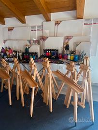 Kit pittura: cavalletti, tele, acrilici, pennelli