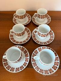 Servizio vintage 6 tazzine da caffè con piattini