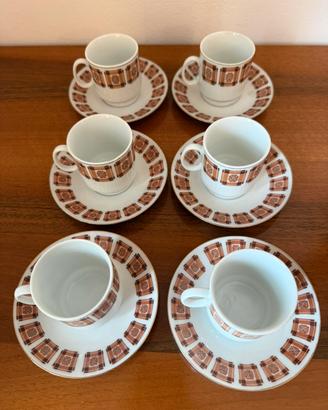 Servizio vintage 6 tazzine da caffè con piattini