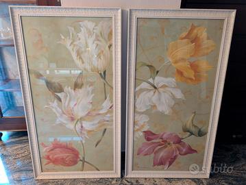 Coppia quadri floreali 110x60 cm