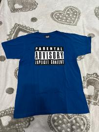 T-shirt blu Parental Advisory - Taglia S