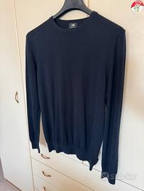 Maglione H&M Lana Merino, blu scuro, taglia L
