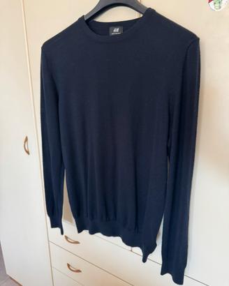 Maglione H&M Lana Merino, blu scuro, taglia L