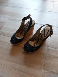 spuntate con zeppa color jeans n.35