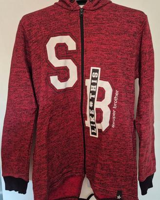 Felpa con cappuccio e zip inverno JHM rossa e nera