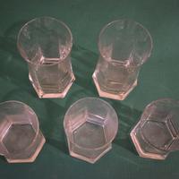 Set da 5 bicchieri da vino base esagonale