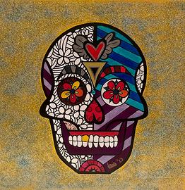 Quadro teschio Maya dipinto a mano