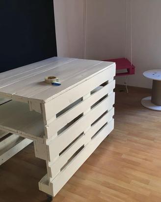 Tavolo in pallet con rotelle